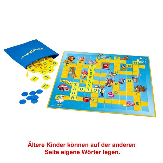 Mattel Games Scrabble Junior Wörterspiel und Kinderspiel, Kinderspiele Brettspiele geeignet für 2 - 4 Kinder ab 6 Jahren, Design kann variieren, Deutsche Version, Y9670