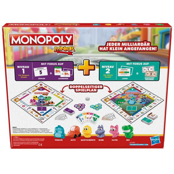 Monopoly Junior, das Klassische Brettspiel für Kinder ab 4 Jahren, 2-seitiger Spielplan - leicht verständlich und dennoch spannend, für die Familie