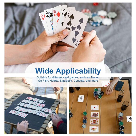 WUGAUWOR Wasserfeste Spielkarten, Rote Plastik Pokerkarten, 2 Decks Kunststoff Poker Karten, Plastikspielkarten, Professionelle Standard Spielkarten für Canasta, Texas, Go Fish, Blackjack Kartenspiele