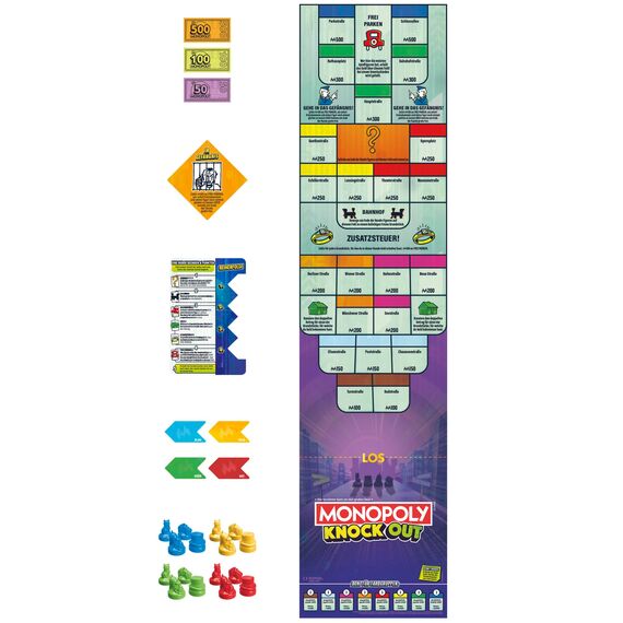 Monopoly Knockout, die extra Harte Version des klassischen Spiels, schnelles Spiel auf dem Shuffleboard für bis zu 8 Spieler, für die ganze Familie