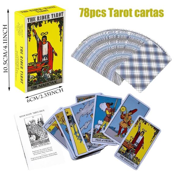 Waite Tarotkarten für Anfänger - 78 Rider Tarot Cards mit Ratgeber für Schicksals Weissagung, Kartenspiele für Partys, Geeignet für Anfänger & erfahrene Spieler, Geheimnisvolles Geschenk für Freund