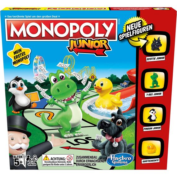 Monopoly Junior, für Kinder ab 5 Jahren, mit fröhlichen Charakteren, einfach verständlch und dennoch spannend, für Kinder und Erwachsene