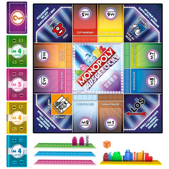 Monopoly Ausgezockt Brettspiel, schnelles Monopoly Familien-Spiel für 2–4 Spieler, Spieldauer ca. 20 Min.