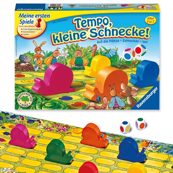 Ravensburger Kinderspiel 21420 - Tempo kleine Schnecke, Das spannende Schneckenrennen, Brettspiel und Gesellschaftsspiel für 2-6 Spieler, Kinderspiel ab 3 Jahren - Geburtstagsgeschenke