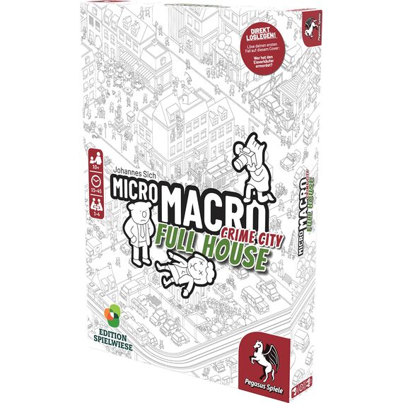 Edition Spielwiese, MicroMacro: Crime City – Full House, spannendes Detektivspiel, Innovative Verbrecherjagden, 16 Neue Fälle, perfekt für Familienabende, für 1–4 Personen ab 10 Jahren