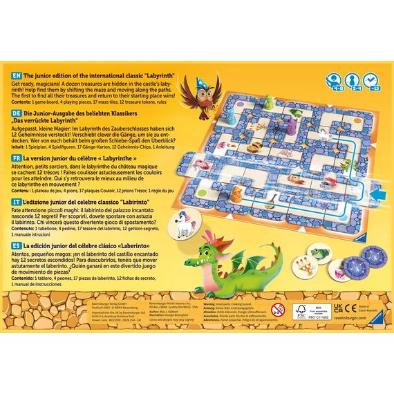 Ravensburger Kinderspiel 20847 - Junior Labyrinth - Familienklassiker für die Kleinen, Spiel für Kinder ab 4 Jahren - Gesellschaftspiel geeignet für 2-4 Spieler, Junior-Ausgabe