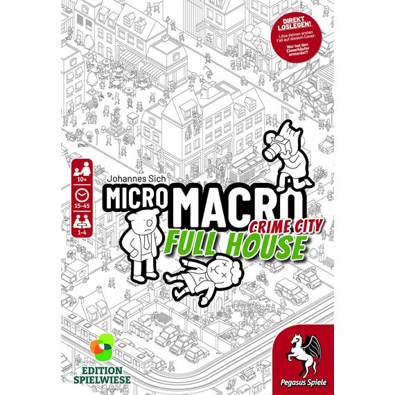 Edition Spielwiese, MicroMacro: Crime City – Full House, spannendes Detektivspiel, Innovative Verbrecherjagden, 16 Neue Fälle, perfekt für Familienabende, für 1–4 Personen ab 10 Jahren