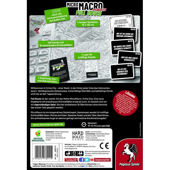 Edition Spielwiese, MicroMacro: Crime City – Full House, spannendes Detektivspiel, Innovative Verbrecherjagden, 16 Neue Fälle, perfekt für Familienabende, für 1–4 Personen ab 10 Jahren
