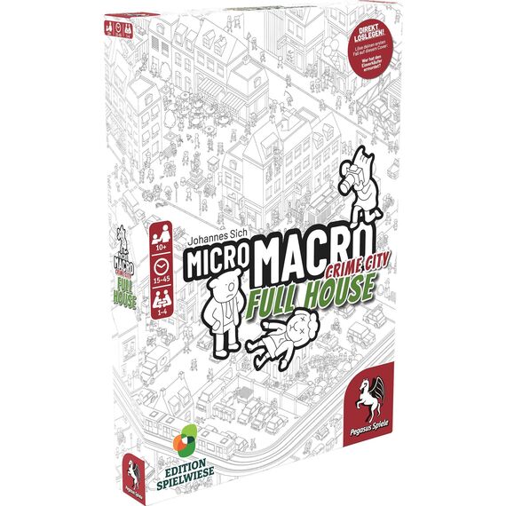 Edition Spielwiese, MicroMacro: Crime City – Full House, spannendes Detektivspiel, Innovative Verbrecherjagden, 16 Neue Fälle, perfekt für Familienabende, für 1–4 Personen ab 10 Jahren