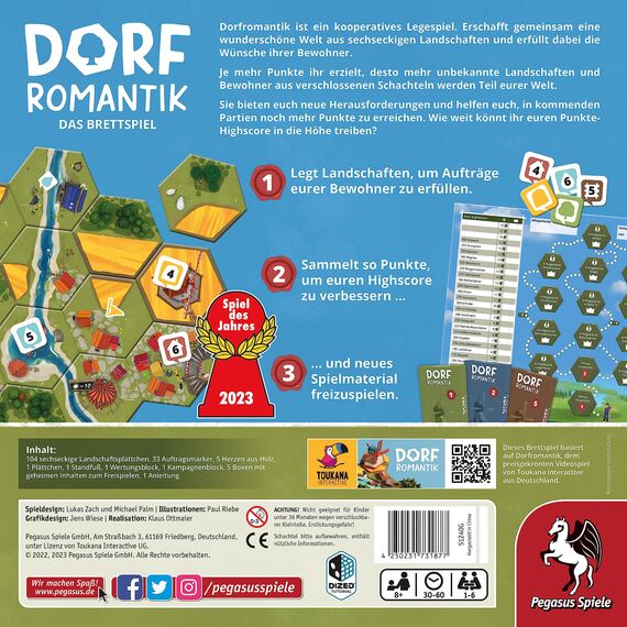 Pegasus Spiele 51240G Dorfromantik *Spiel des Jahres 2023* Brettspiele