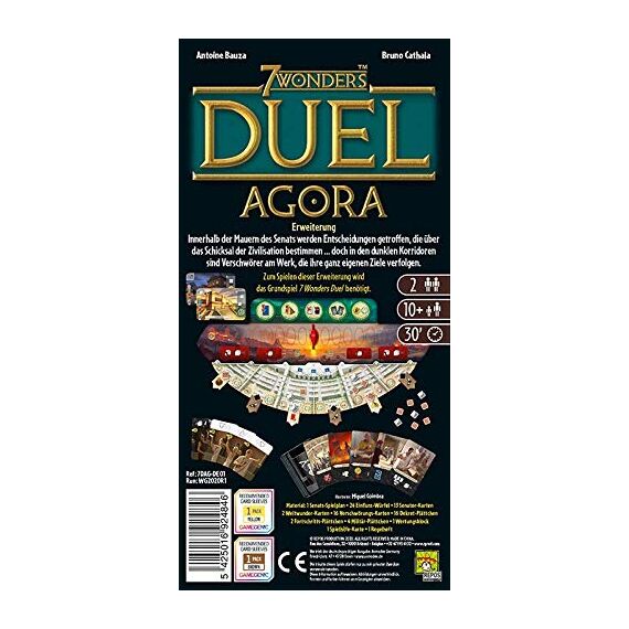 Asmodee 7 Wonders Duel – Agora, Erweiterung, Kennerspiel, Strategiespiel, 2 Spieler, ab 10+ Jahren, 30 Minuten, Deutsch