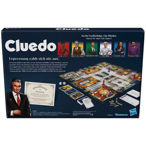 Hasbro Gaming Cluedo Brettspiel für Kinder ab 8 Jahren, neu gestaltetes Cluedo-Spiel für 2 bis 6 Spieler, Detektiv- und Rätselspiel, Mysteryspiel perfekt für die