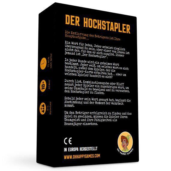 Der Hochstapler - Können Sie ihn entlarven? Bluff, Kreativität, Wortspiele und Verdächtigungen! Gesellschaftsspiel für die ganze Familie, Spiele für erwachsene, Brettspiel, Kartenspiel, Familienspiel