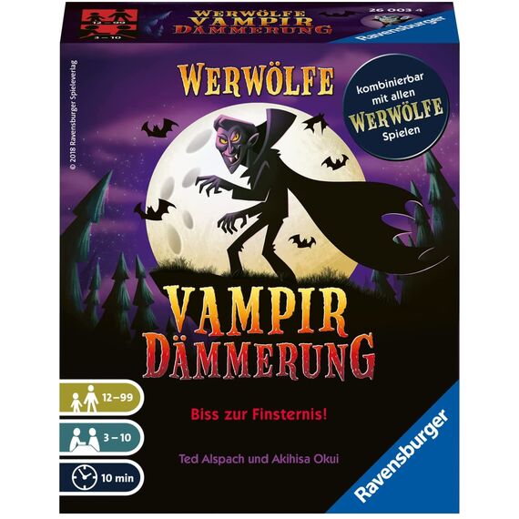 Ravensburger 26003 - Werwölfe - Vampirdämmerung, Gesellschaftsspiel für 3-10 Spieler, Actionsspiel ab 12 Jahre, Spielereihe