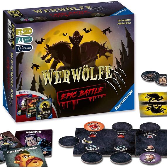 Ravensburger 26858 - Werwölfe - Epic Battle, Best-of der Spielereihe für 3-10 Spieler, Gesellschaftsspiel ab 10 Jahren, Lustiges Partyspiel, Yellow