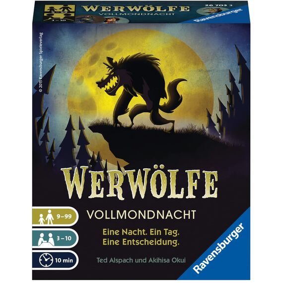 Ravensburger 26703 - Werwölfe - Vollmondnacht, Gesellschaftsspiel ab 9 Jahren, Actionsspiel für 3-10 Spieler, Spielereihe