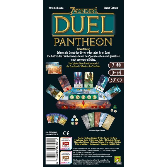Asmodee 7 Wonders Duel – Pantheon, Erweiterung, Kennerspiel, Strategiespiel, 2 Spieler, ab 10+ Jahren, 30 Minuten, Deutsch