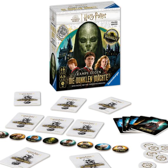 Ravensburger Familienspiel 27353 - Harry Potter - Kampf gegen die dunklen Mächte - Basierend auf Werwölfe - Gesellschaftsspiel ab 9 Jahren für 3-10 Spieler