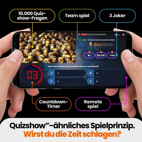 Outsmarted – Das Digitale Quizshow-Brettspiel | Kinder, Jugendliche und Erwachsene | Spielabend der nächsten Generation für Familie und Freunde | 2–24 Spieler | Ab 8 Jahren | Über 10.000 Fragen