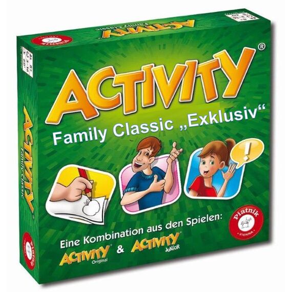 Piatnik 606076 Activity - Family Classic Exklusiv - Der Spieleklassiker als Kombination aus Activity Junior und Activity Original - Pantomime, Zeichnen, Erklären, Partyspiel