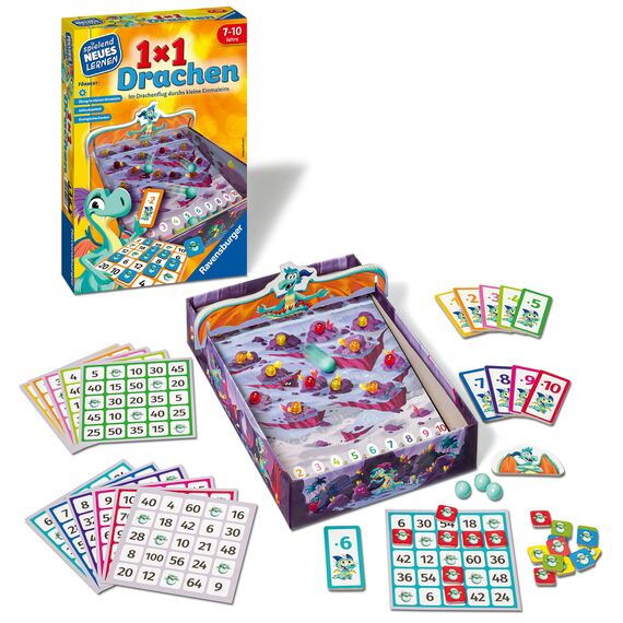 Ravensburger 24976-1x1 Drachen - Lernspiel für Kinder, Rechenspiel für Kinder von 7-10 Jahren, für 2-4 Spieler, Zahlenraum 1-100, kleines Einmaleins - Geburtstagsgeschenke