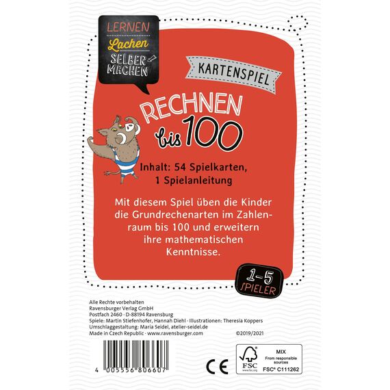 Ravensburger 24976-1x1 Drachen - Lernspiel für Kinder & 80660 - Lernen Lachen Selbermachen: Rechnen bis 100, Kinderspiel ab 7 Jahren, Lernspiel für 1-5 Spieler, Kartenspiel