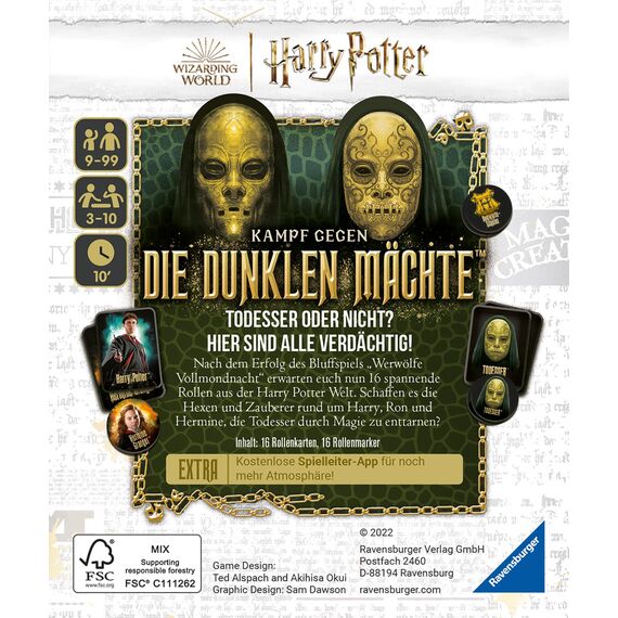 Ravensburger Familienspiel 27353 - Harry Potter - Kampf gegen die dunklen Mächte - Basierend auf Werwölfe - Gesellschaftsspiel ab 9 Jahren für 3-10 Spieler