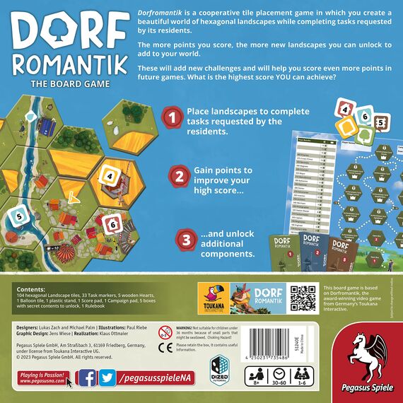 Pegasus Spiele 51240E Dorfomantik - The Board Game Board Games (English Version), 1-6 Players, ‎Multicoloured