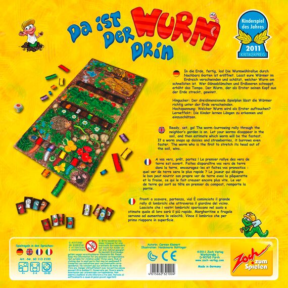 Zoch 601132100 Da ist der Wurm drin, Kinderspiel des Jahres 2011, kinderleichtes und gewitztes Würfel und Beobachtungsspiel, ab 4 Jahren