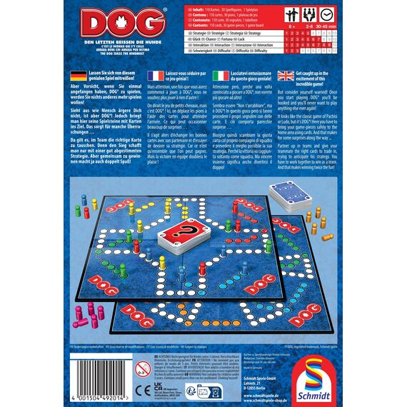 Schmidt Spiele 49201 Dog, Den letzten beissen die Hunde, Familienspiel, für 2 bis 6 Spieler