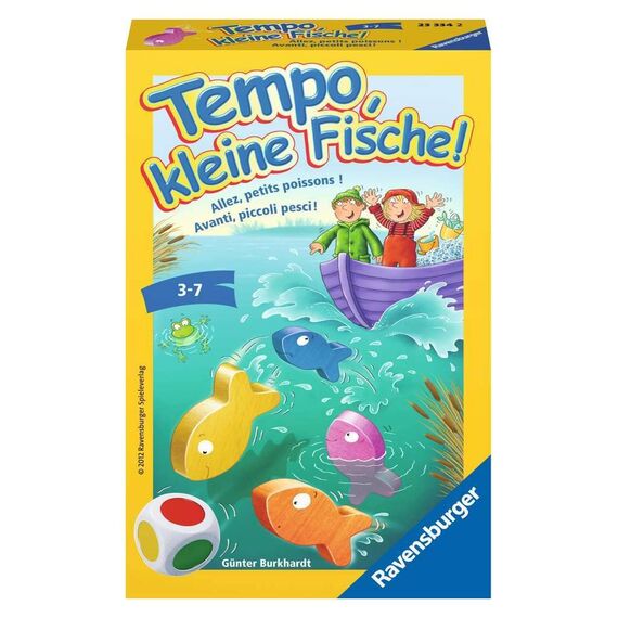 Ravensburger 23334 - Tempo, kleine Fische, Mitbringspiel für 1-6 Spieler & 23280 - Billy Biber, Mitbringspiel für 1-4 Spieler, Kinderspiel ab 4 Jahren, kompaktes Format, Reisespiel