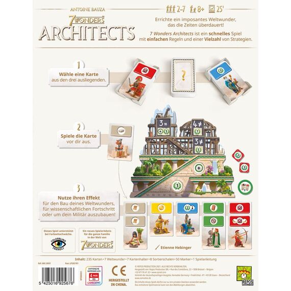 Asmodee 7 Wonders Architects, Grundspiel, Kennerspiel, Strategiespiel, 2-7 Spieler, ab 8+ Jahren, 25 Minuten, Deutsch