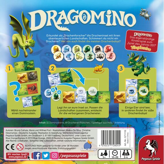 Pegasus Spiele 57111G - Dragomino *Kinderspiel des Jahres 2021*, Mehrfarbig