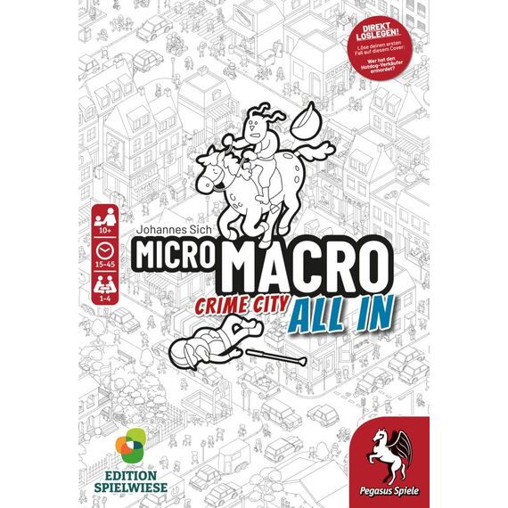 Pegasus/Spielwiese 59062G MicroMacro: Crime City 3 – All In (Edition Spielwiese), Schwarz-weiß-metropole