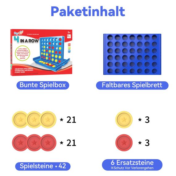 Pup Go Standard-Größe 4 in Einer Reihe Brettspiele für Kinder ab 3+ Jahren, Mädchen Jungen, Pädagogisches Strategiespiel Spielzeug, Kinderspiele für 2 Spieler 6 Ersatzchips