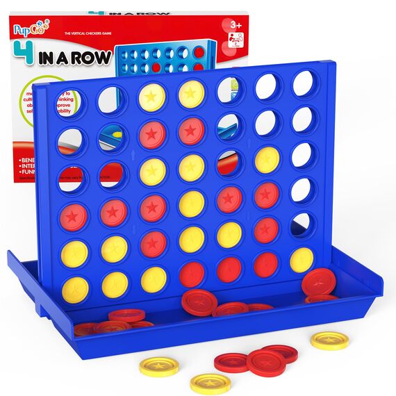 Pup Go Standard-Größe 4 in Einer Reihe Brettspiele für Kinder ab 3+ Jahren, Mädchen Jungen, Pädagogisches Strategiespiel Spielzeug, Kinderspiele für 2 Spieler 6 Ersatzchips