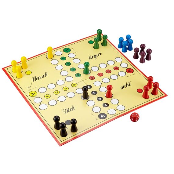 Schmidt Spiele 49330 Classic Line, Mensch ärgere Dich Nicht, mit extra großen Spielfiguren aus Holz, FFP, 2 bis 6 Spieler, bunt