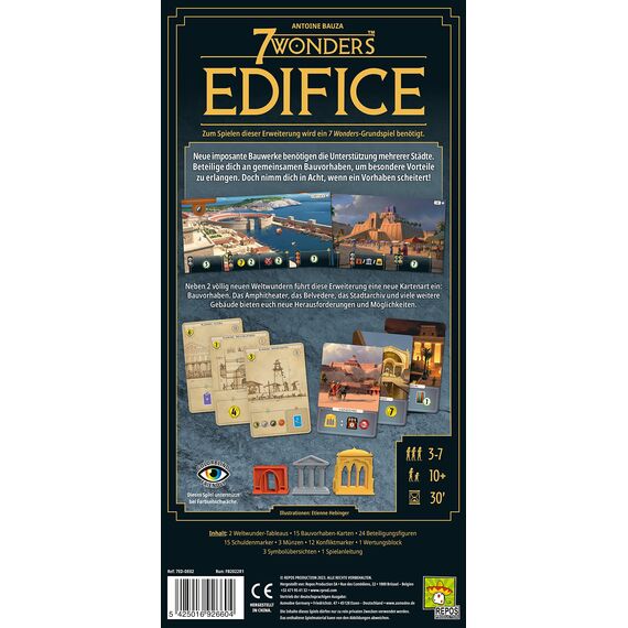 Asmodee 7 Wonders – Edifice, Erweiterung, Kennerspiel, Strategiespiel, 3-7 Spieler, ab 10+ Jahren, 30 Minuten, Deutsch
