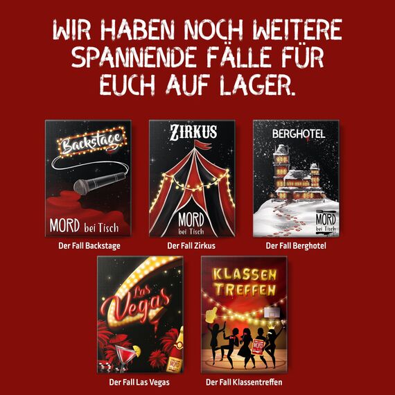 Mord bei Tisch Krimidinner für Zuhause - 6 bis 8 Personen - Der Backstage Fall - Das Krimi Spiel ab 16 Jahren – Ideal als Krimi Dinner für eine mörderische Dinnerparty