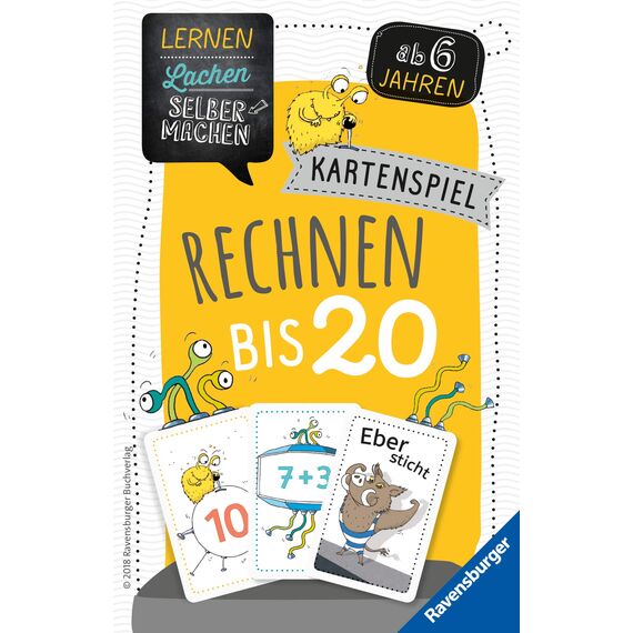 Ravensburger 24955 - Wort für Wort - Spielen und Lernen für Kinder & 80349 - Lernen Lachen Selbermachen: Rechnen bis 20, Kinderspiel ab 6 Jahren, Lernspiel für 1-5 Spieler, Kartenspiel, Mathematik