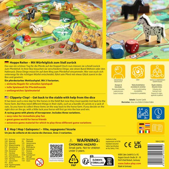 HABA Hoppe Reiter – Spannendes Pferde-Wettlaufspiel - für Kinder ab 3 Jahren - fördert Regelverständnis & Entscheidungsfähigkeit – 1004321001