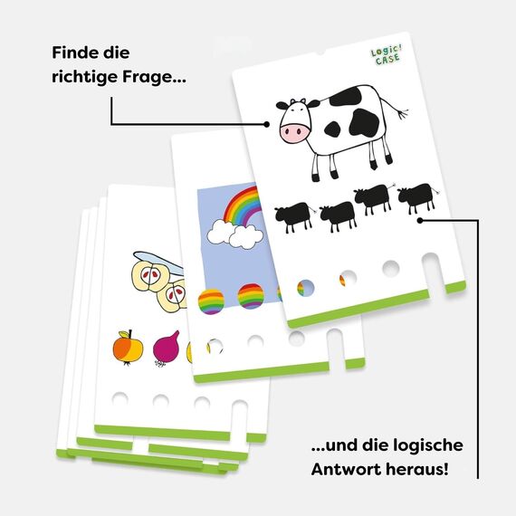 HABA Logic! CASE Starter Set – Logikspiel für Kinder ab 5 Jahren – Unterhaltsame Bilderrätsel mit 77 Aufgaben – Lernspiel für unterwegs – 1306120001