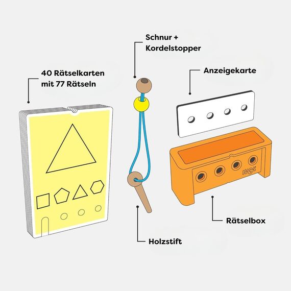 HABA Logic! CASE Starter Set – Logikspiel für Kinder ab 5 Jahren – Unterhaltsame Bilderrätsel mit 77 Aufgaben – Lernspiel für unterwegs – 1306120001