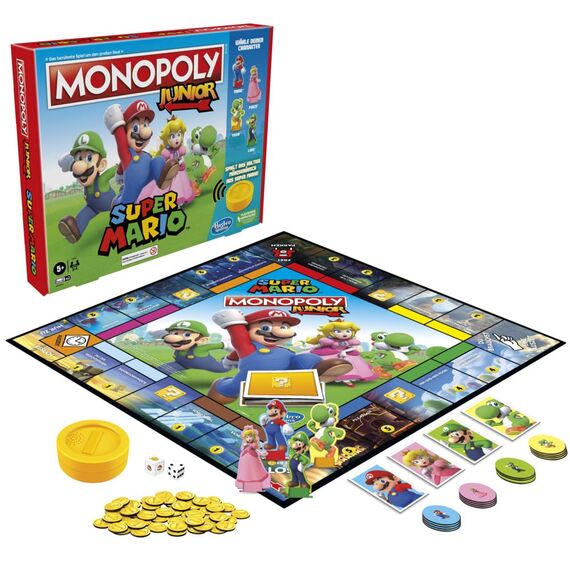 Hasbro Brettspiel Monopoly Junior Super Mario Edition für Kinder ab 5 Jahren Spielen Sie in The Mushroom Kingdom wie Mario, Peach, Yoshi oder Luigi, Multi (deutsche Version)