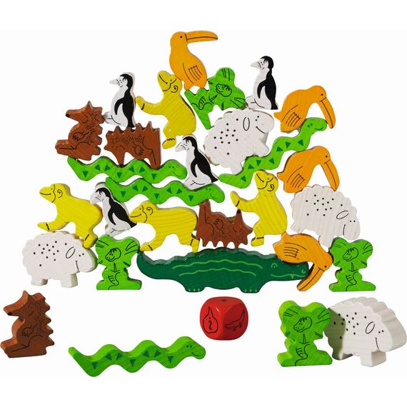 HABA Tier auf Tier – Stapelspiel aus Holz mit 29 Tieren, Balance- und Motorikspielzeug für Kinder ab 4 Jahren. Fördert Feinmotorik und Konzentration – Geschenk für Kleinkinder - 2011189001