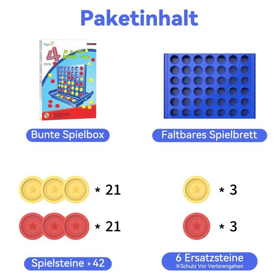 Pup Go 4 in Einer Reihe Brettspiele Für Kinder ab 3+ Jahren, Standard-Größe Pädagogisches Strategiespiel Spielzeug, Familien Gesellschaftsspiele Erwachsene,Reisespiel für 2 Spieler mit 6 Ersatzchips