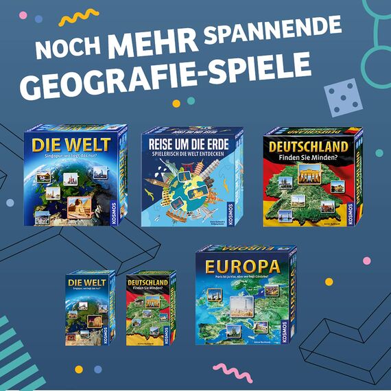 KOSMOS 695187 Spot On - Deutschland - wo liegt eigentlich was? Rasantes Geografie-Spiel um Deutschlands Städte, für Kinder ab 10 Jahre, Jugendliche und Erwachsene