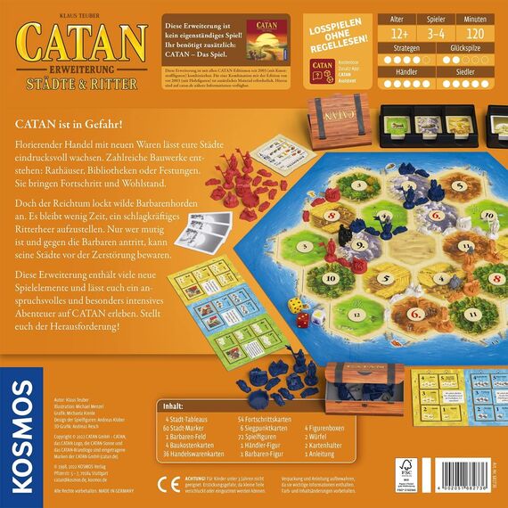 KOSMOS 682736 Catan - Städte & Ritter, Erweiterung zum Siedler von Catan, Brettspiel für 3-4 Personen ab 12 Jahren, nur spielbar mit dem Basisspiel
