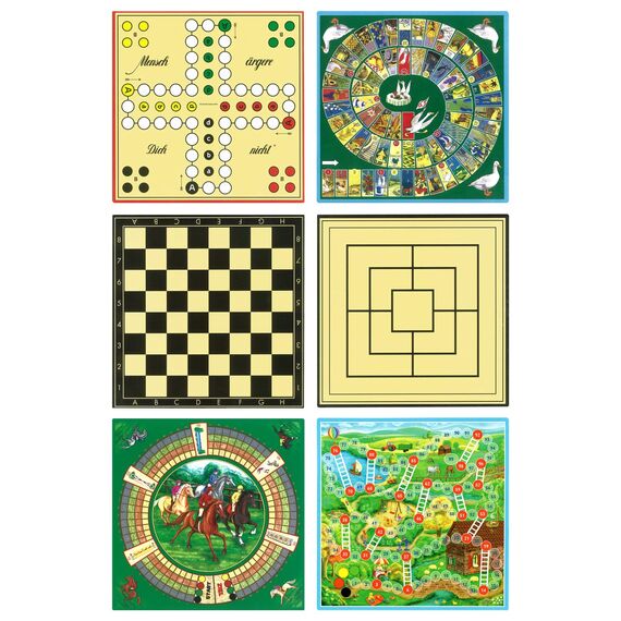Idena 6102589 - Spielesammlung mit 150 Spielmöglichkeiten, inklusive original Mensch ärgere Dich nicht und Kniffel, für 1 bis 8 Spieler ab 6 Jahren