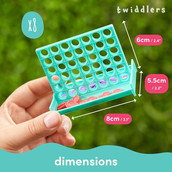 THE TWIDDLERS 8 Mini Vier Gewinnt Brettspiele für Jungen & Mädchen - Mitgebsel, Mitbringsel, Gastgeschenk, Giveaways für Kindergeburtstag